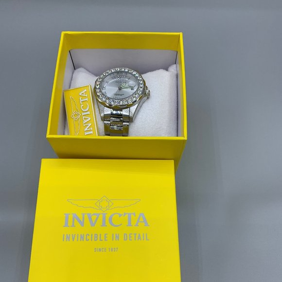 Women's InvictaWatchWith Swarovski Crystal Bezel Silver Tone